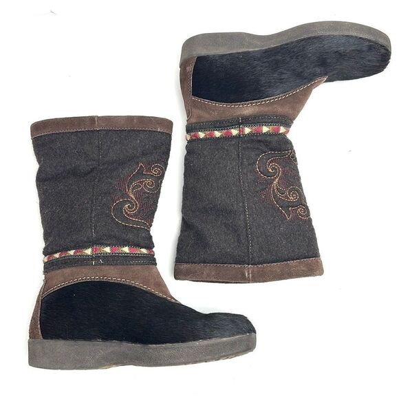 Authentic Tecnica Fur and Boiled Wool Embroidered Boots EUR 37, US 6,5 - Picture 5 of 15